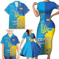 Personalized Crimean Tatar Flag Day Family Matching Short Sleeve Bodycon Dress and Hawaiian Shirt Ukraine Crimea Map