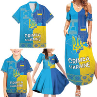 Personalized Crimean Tatar Flag Day Family Matching Summer Maxi Dress and Hawaiian Shirt Ukraine Crimea Map