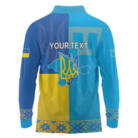 Personalized Crimean Tatar Flag Day Long Sleeve Polo Shirt Ukraine Crimea Map