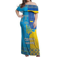 Personalized Crimean Tatar Flag Day Off Shoulder Maxi Dress Ukraine Crimea Map