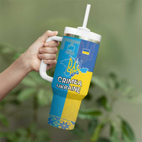 Personalized Crimean Tatar Flag Day Tumbler With Handle Ukraine Crimea Map