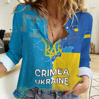 Personalized Crimean Tatar Flag Day Women Casual Shirt Ukraine Crimea Map