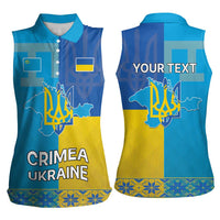 Personalized Crimean Tatar Flag Day Women Sleeveless Polo Shirt Ukraine Crimea Map