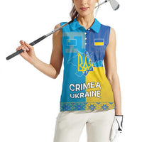 Personalized Crimean Tatar Flag Day Women Sleeveless Polo Shirt Ukraine Crimea Map