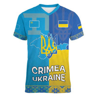 Personalized Crimean Tatar Flag Day Women V-Neck T-Shirt Ukraine Crimea Map