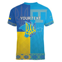 Personalized Crimean Tatar Flag Day Women V-Neck T-Shirt Ukraine Crimea Map