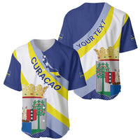 Personalized Curacao Coat of Arms Baseball Jersey Map Flag Style
