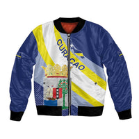 Personalized Curacao Coat of Arms Bomber Jacket Map Flag Style