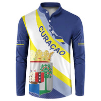 Personalized Curacao Coat of Arms Button Sweatshirt Map Flag Style
