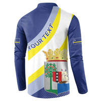 Personalized Curacao Coat of Arms Button Sweatshirt Map Flag Style