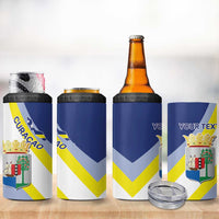 Personalized Curacao Coat of Arms 4 in 1 Can Cooler Tumbler Map Flag Style