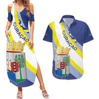 Personalized Curacao Coat of Arms Couples Matching Summer Maxi Dress and Hawaiian Shirt Map Flag Style