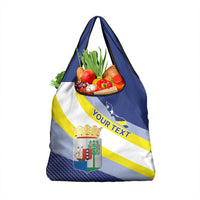 Personalized Curacao Coat of Arms Grocery Bag Map Flag Style