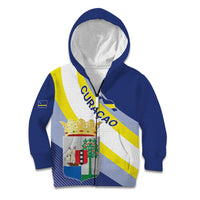 Personalized Curacao Coat of Arms Kid Hoodie Map Flag Style