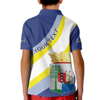Personalized Curacao Coat of Arms Kid Polo Shirt Map Flag Style