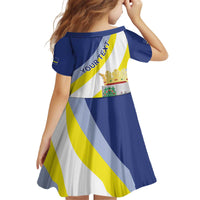 Personalized Curacao Coat of Arms Kid Short Sleeve Dress Map Flag Style