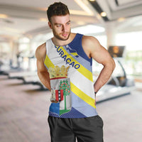 Personalized Curacao Coat of Arms Men Tank Top Map Flag Style
