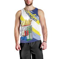 Personalized Curacao Coat of Arms Men Tank Top Map Flag Style