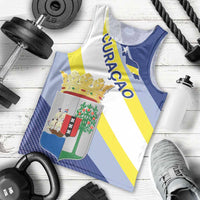 Personalized Curacao Coat of Arms Men Tank Top Map Flag Style