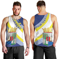 Personalized Curacao Coat of Arms Men Tank Top Map Flag Style