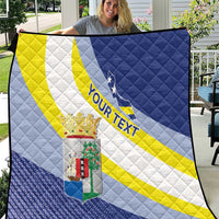Personalized Curacao Coat of Arms Quilt Map Flag Style