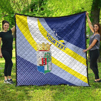 Personalized Curacao Coat of Arms Quilt Map Flag Style