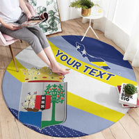 Personalized Curacao Coat of Arms Round Carpet Map Flag Style