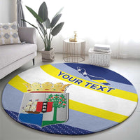 Personalized Curacao Coat of Arms Round Carpet Map Flag Style