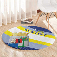 Personalized Curacao Coat of Arms Round Carpet Map Flag Style