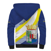 Personalized Curacao Coat of Arms Sherpa Hoodie Map Flag Style
