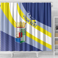 Personalized Curacao Coat of Arms Shower Curtain Map Flag Style