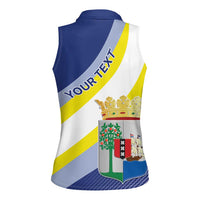 Personalized Curacao Coat of Arms Women Sleeveless Polo Shirt Map Flag Style