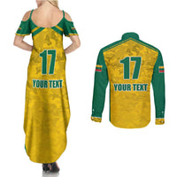 Republic of Lithuania Football Couples Matching Summer Maxi Dress and Long Sleeve Button Shirt Sporty Style