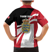 Personalized Danmark Coat of Arms Family Matching Mermaid Dress and Hawaiian Shirt Denmark Three Pale Blue Lions