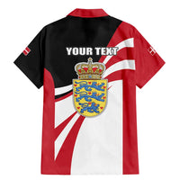 Personalized Danmark Coat of Arms Family Matching Mermaid Dress and Hawaiian Shirt Denmark Three Pale Blue Lions