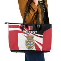 Personalized Danmark Coat of Arms Leather Tote Bag Denmark Three Pale Blue Lions