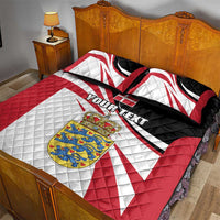 Personalized Danmark Coat of Arms Quilt Bed Set Denmark Three Pale Blue Lions