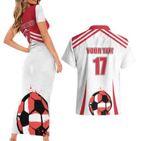 Custom Danmark Football Go Champions Couples Matching Short Sleeve Bodycon Dress and Hawaiian Shirt Denmark Sporty Style