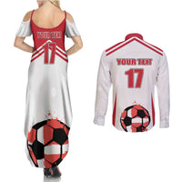 Custom Danmark Football Go Champions Couples Matching Summer Maxi Dress and Long Sleeve Button Shirt Denmark Sporty Style