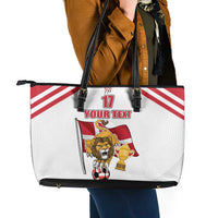 Custom Danmark Football Go Champions Leather Tote Bag Denmark Sporty Style