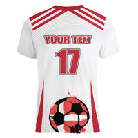 Custom Danmark Football Go Champions Women V-Neck T-Shirt Denmark Sporty Style