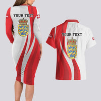 Personalized Danmark Football Couples Matching Long Sleeve Bodycon Dress and Hawaiian Shirt Denmark Sporty Style Danish Dynamite