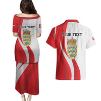Personalized Danmark Football Couples Matching Puletasi and Hawaiian Shirt Denmark Sporty Style Danish Dynamite
