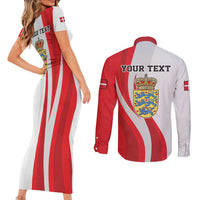 Personalized Danmark Football Couples Matching Short Sleeve Bodycon Dress and Long Sleeve Button Shirt Denmark Sporty Style Danish Dynamite