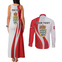 Personalized Danmark Football Couples Matching Tank Maxi Dress and Long Sleeve Button Shirt Denmark Sporty Style Danish Dynamite