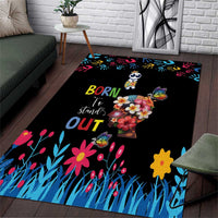 Born to Stand Out Autism Awareness Area Rug Brain Mind and Yippee!
