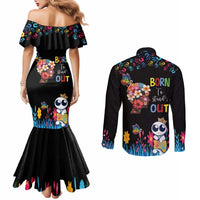 Born to Stand Out Autism Awareness Couples Matching Mermaid Dress and Long Sleeve Button Shirt Brain Mind and Yippee!