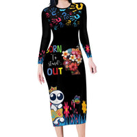 Born to Stand Out Autism Awareness Family Matching Long Sleeve Bodycon Dress and Hawaiian Shirt Brain Mind and Yippee!