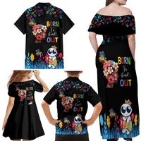 Born to Stand Out Autism Awareness Family Matching Off Shoulder Maxi Dress and Hawaiian Shirt Brain Mind and Yippee!