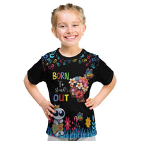 Born to Stand Out Autism Awareness Kid T Shirt Brain Mind and Yippee!